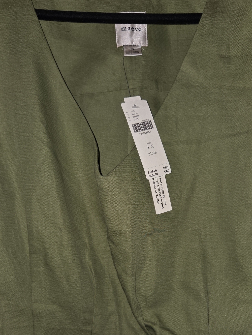Anthropologie NWTs Maeve Linen Blend Short-Sleeve Waisted Midi Dress - Picture 4 of 4
